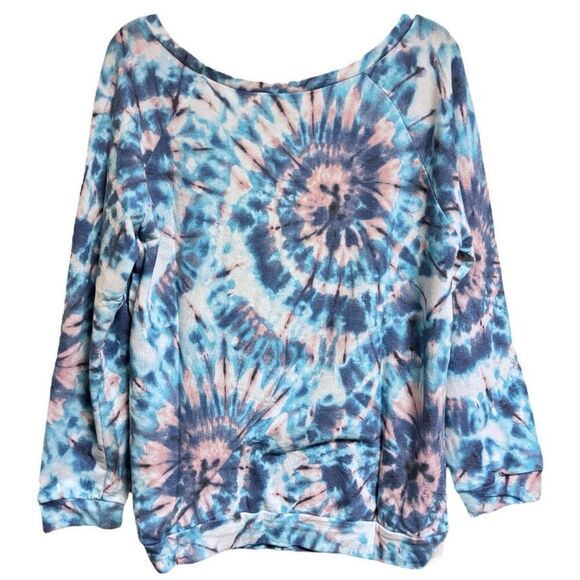 Bibi Blue Purple Tie Dye Print Terry T-Shirt NEW - Picture 8 of 8